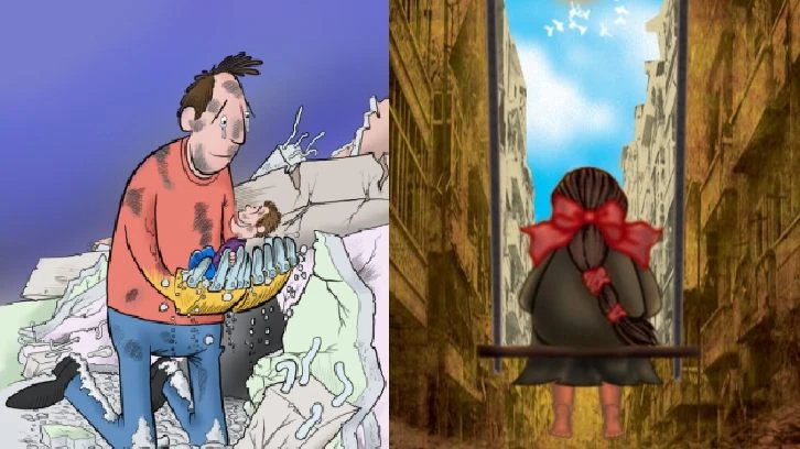 Dünya karikatürcüleri depremi çizdi - 1