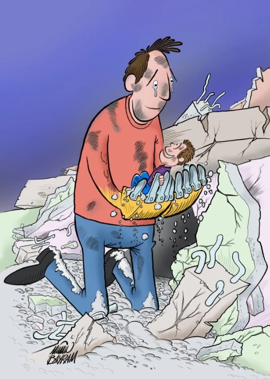 Dünya karikatürcüleri depremi çizdi - 1