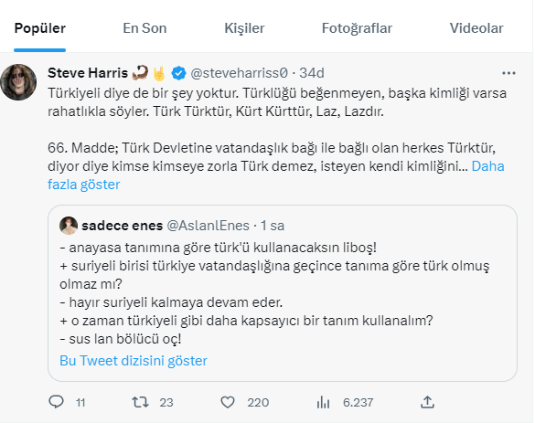 Mabel Matiz'in 'Türkiyeli' sözüne Erhan Afyoncu'nun yanıtı