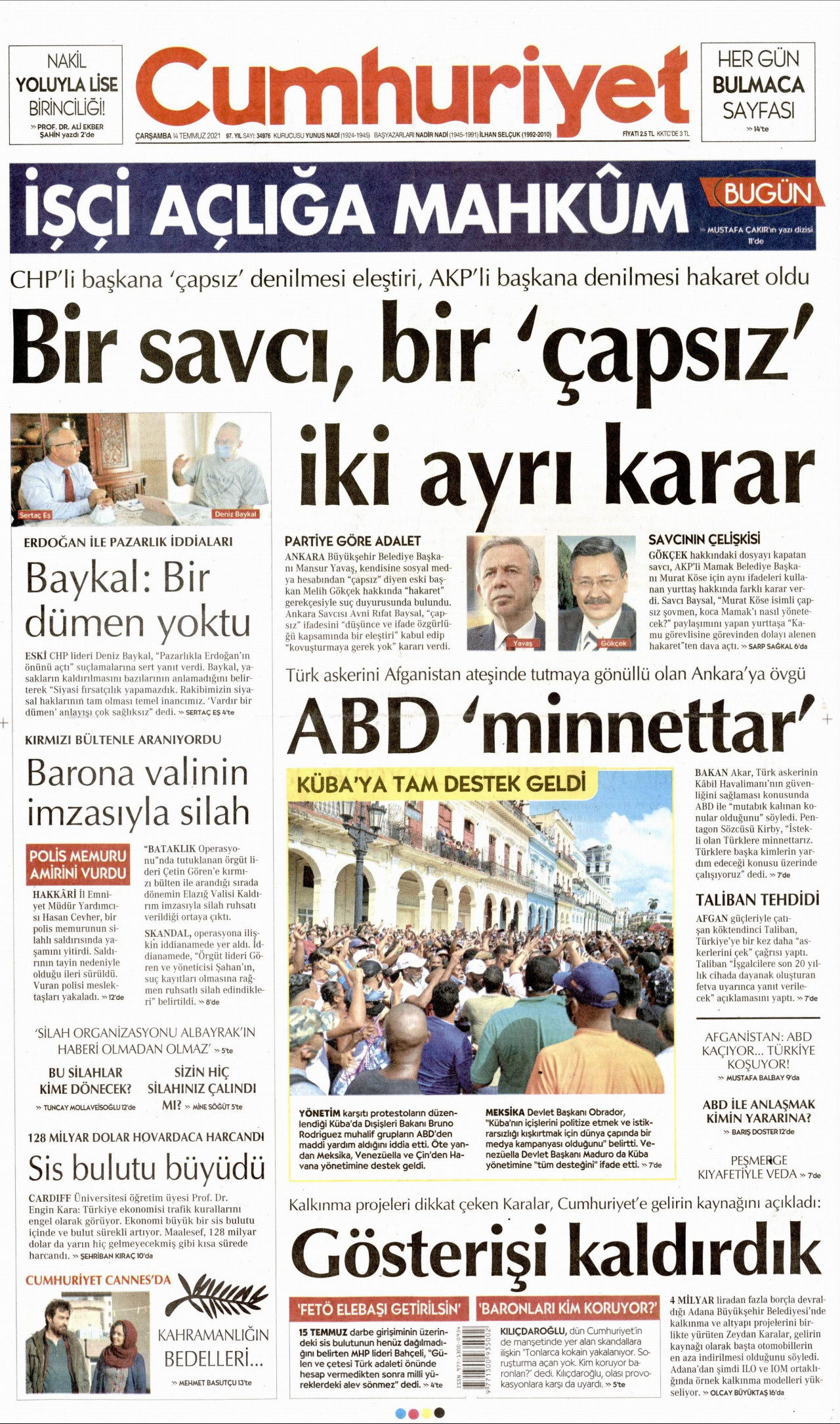 Günün gazete manşetleri... Günün gazete başlıkları 14.7.2021