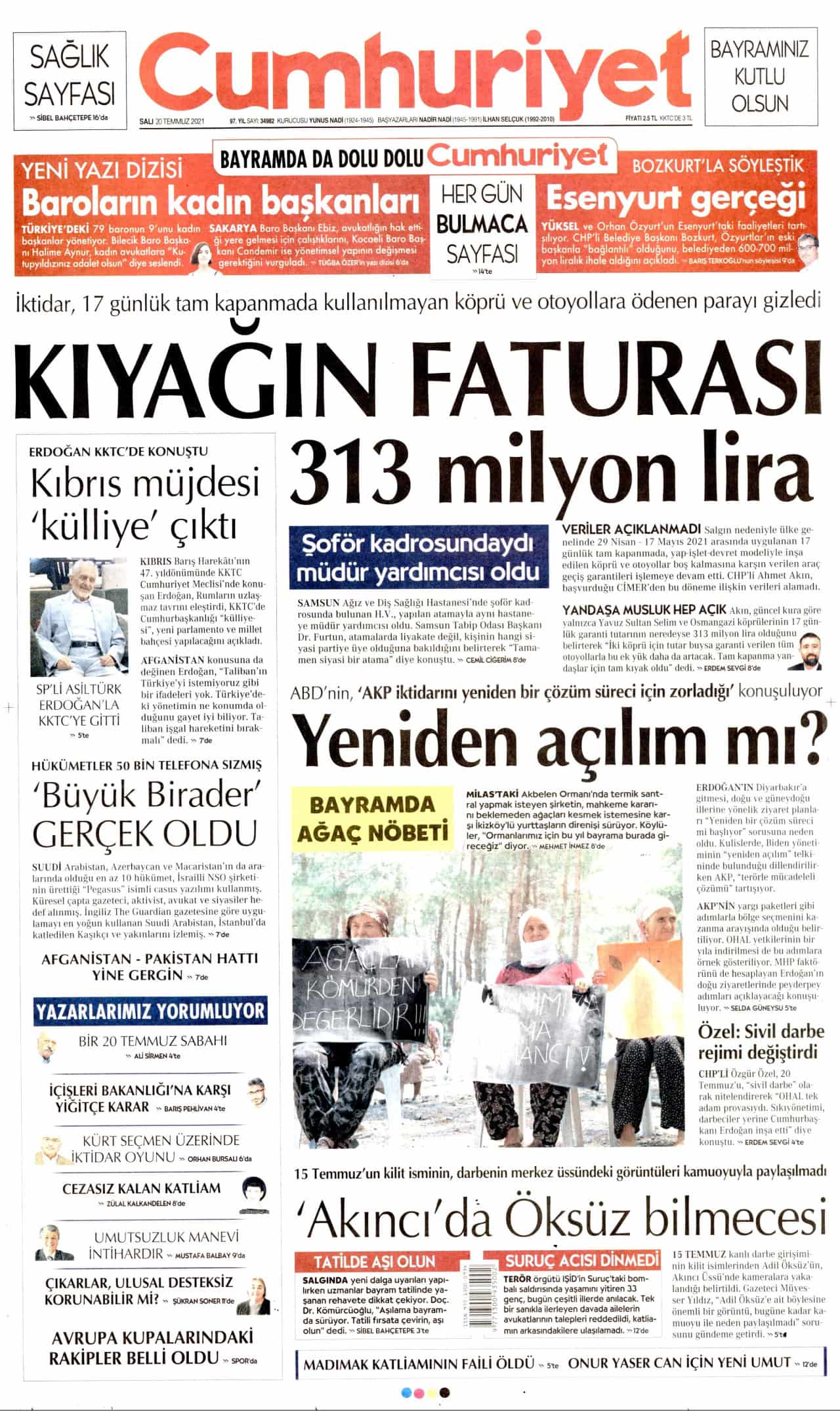 20.7 2021 gazete başlıkları... Gazete manşetleri