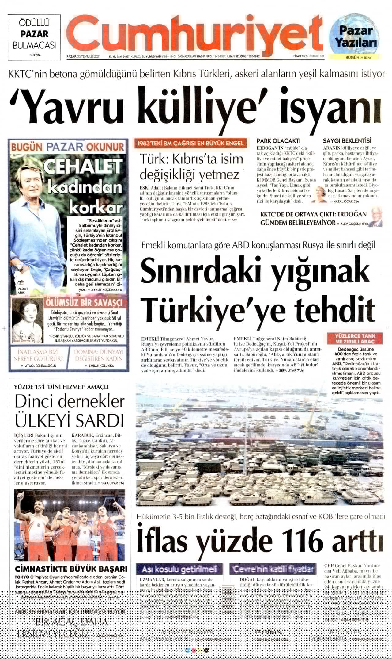25. 7.2021 Günün gazete başlıkları... 
