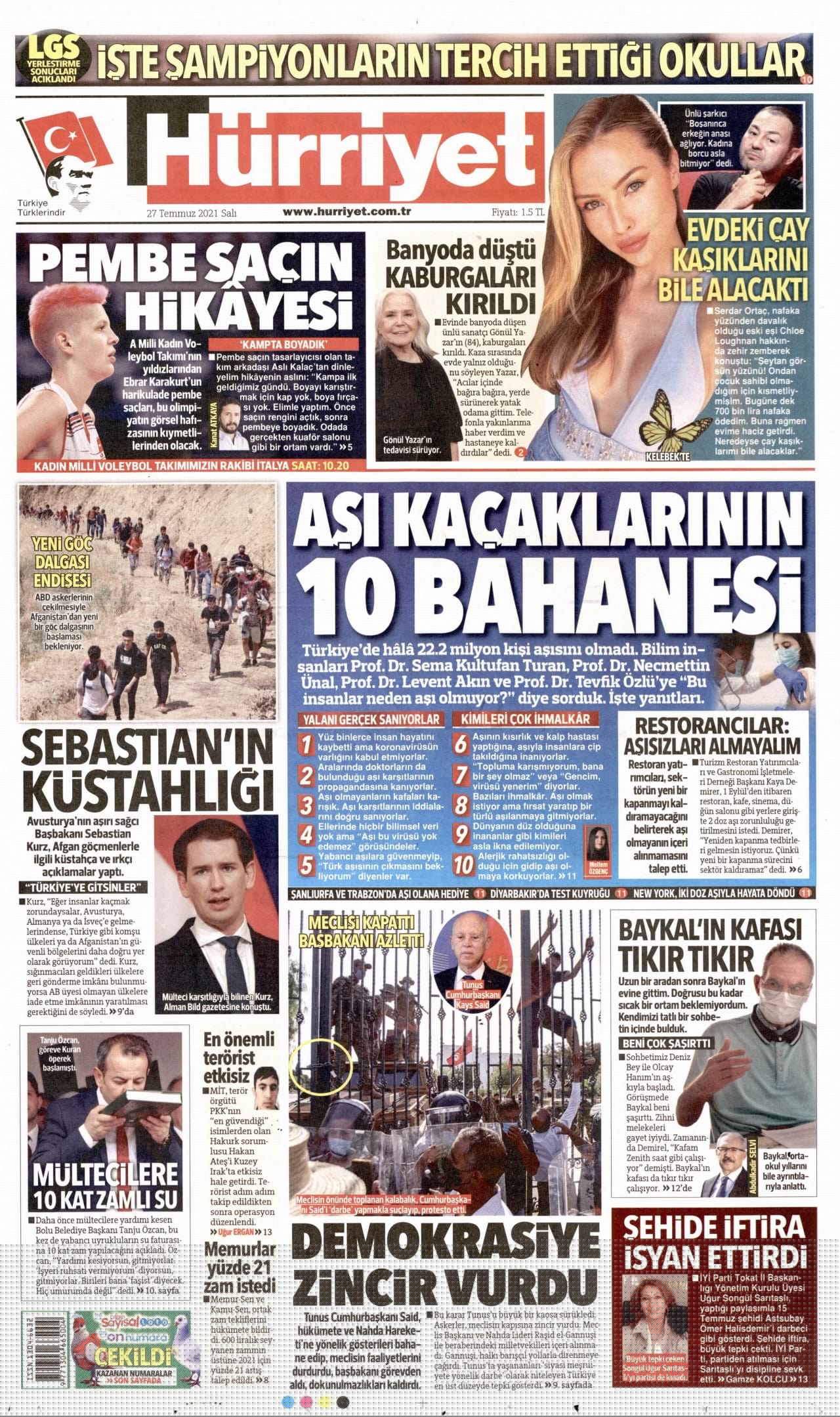 27.7.2021 gazete başlıkları