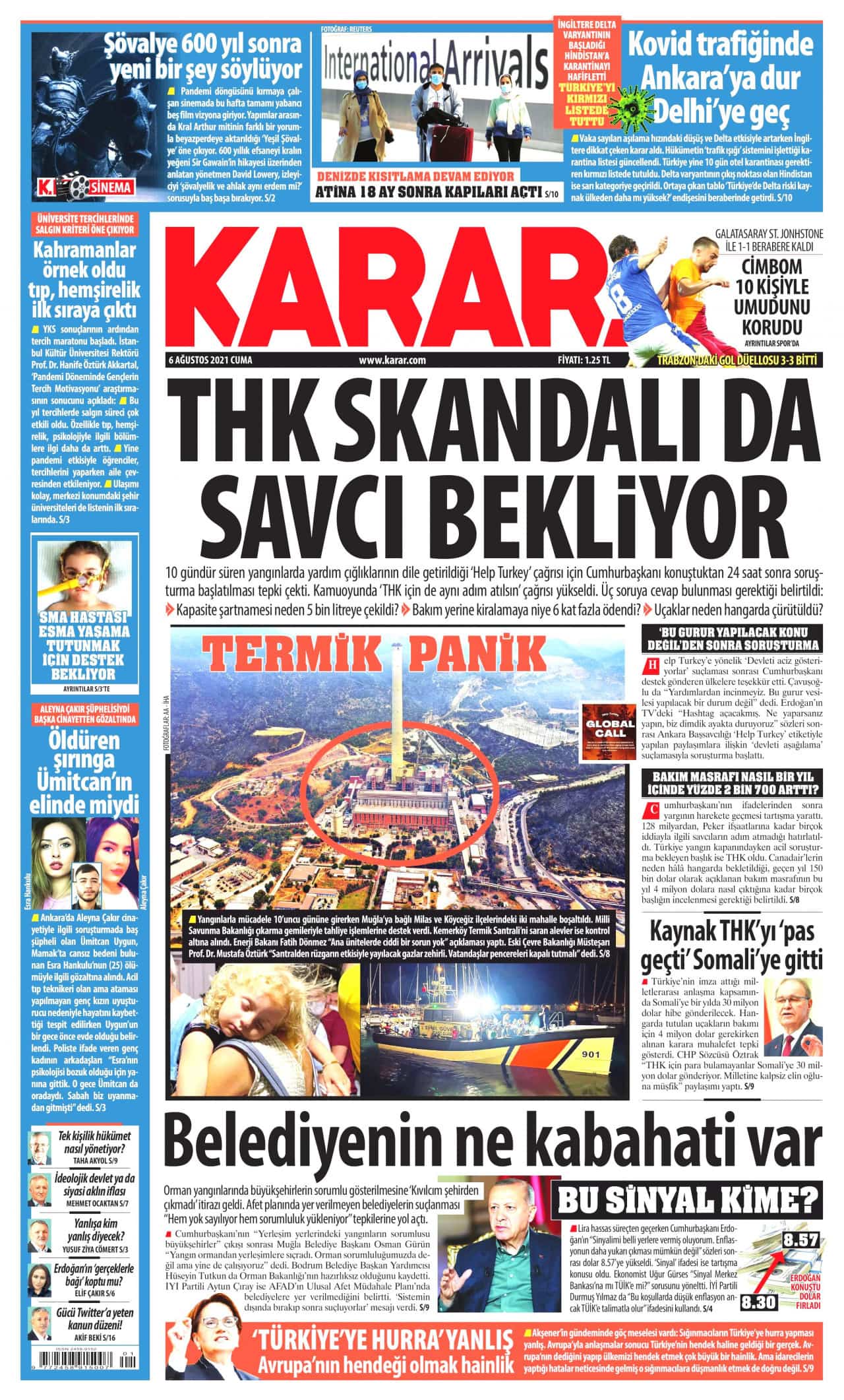 6.8.2021 Günün gazete manşetleri 