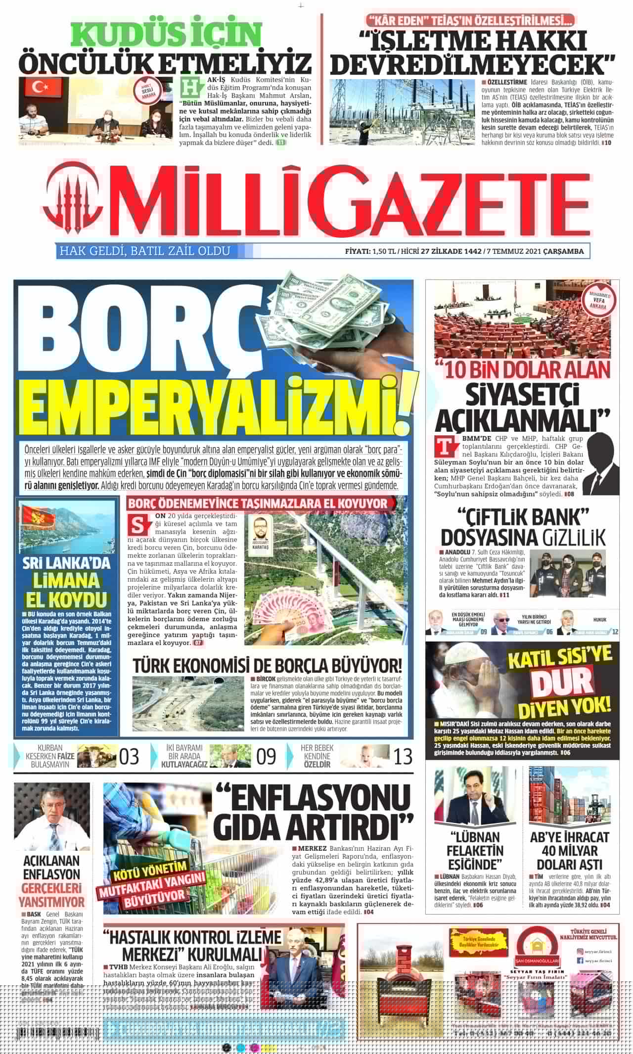 Günün gazete başlıkları 7 Temmuz 2021