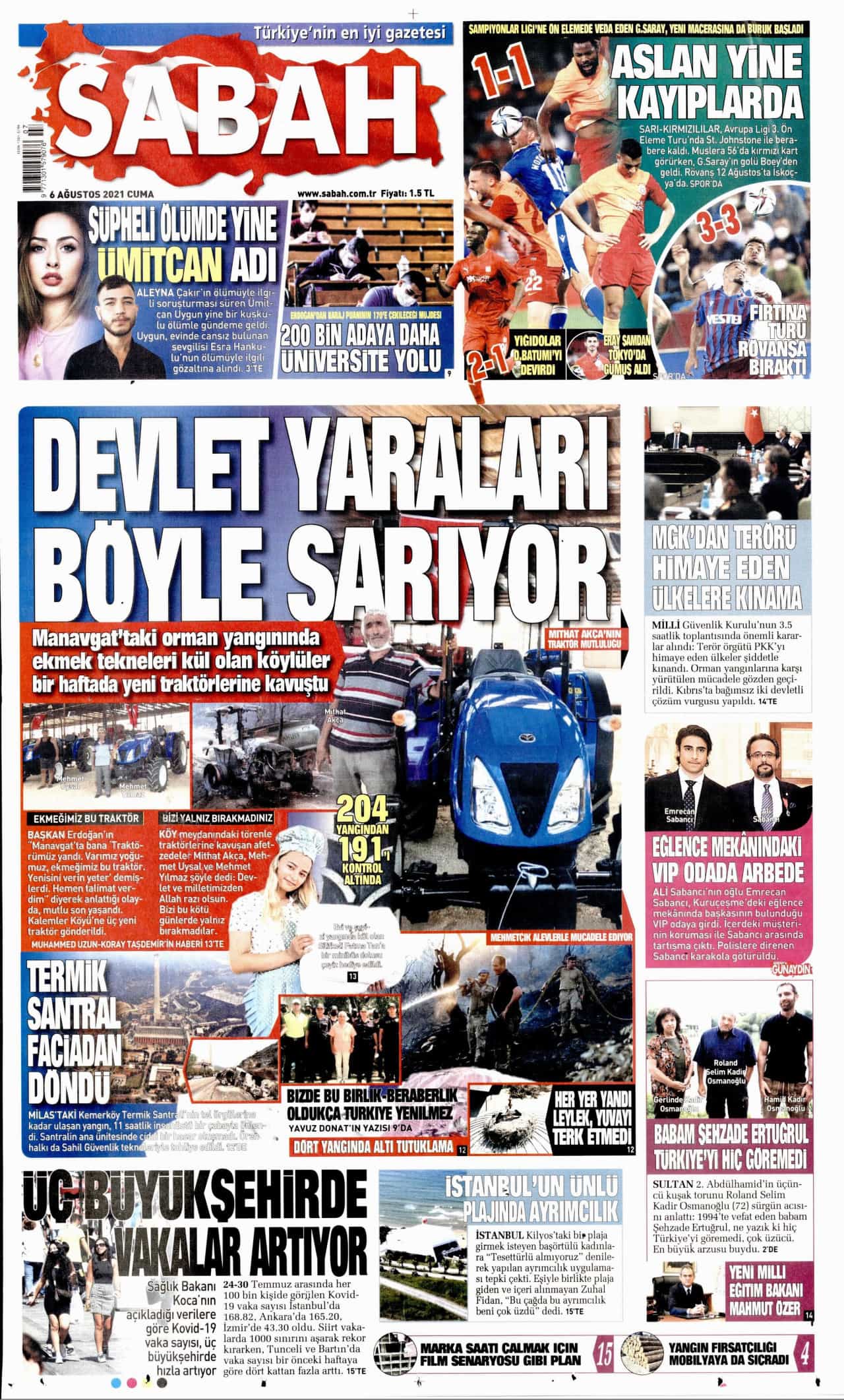 6.8.2021 Günün gazete manşetleri 