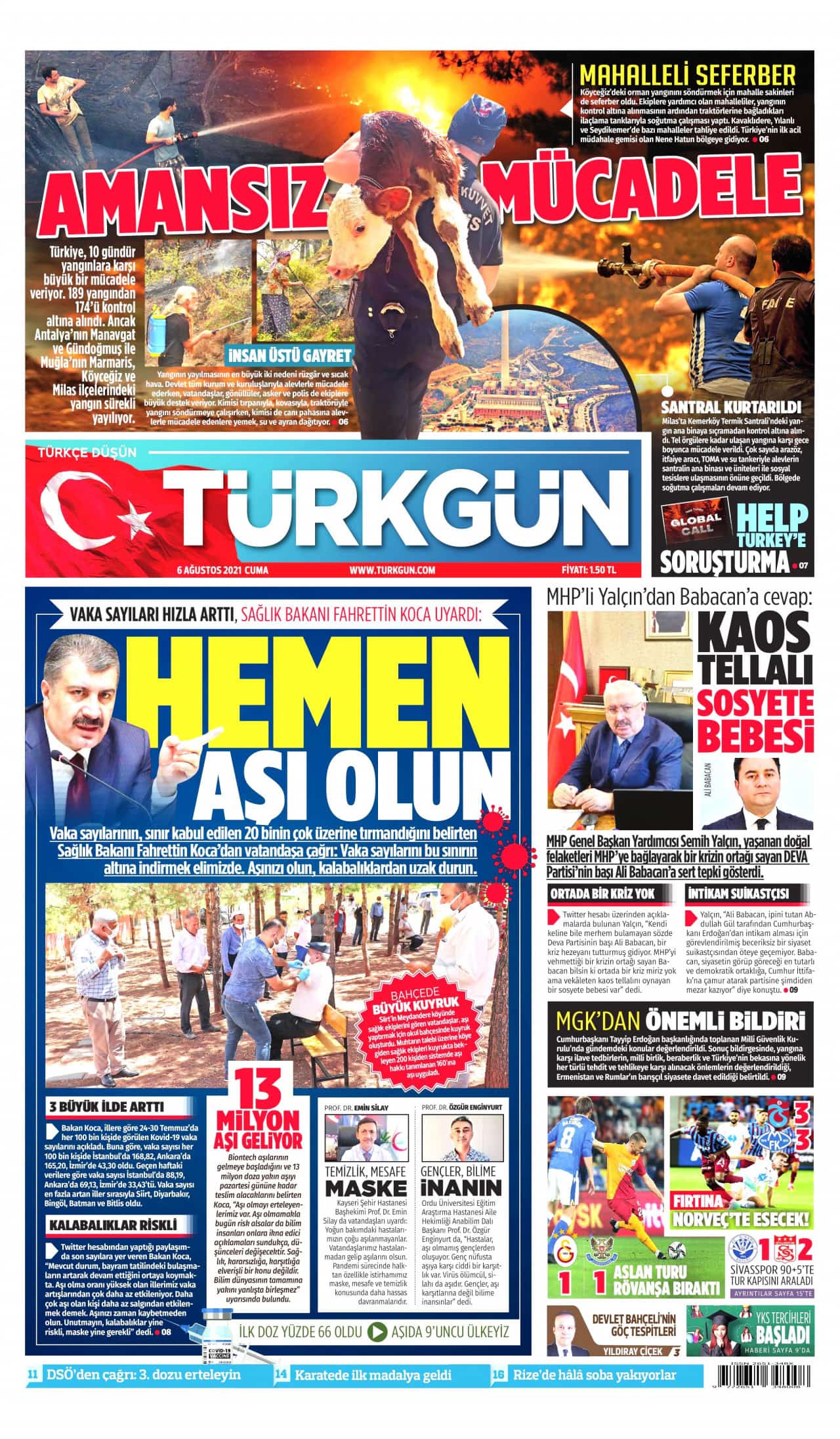 6.8.2021 Günün gazete manşetleri 