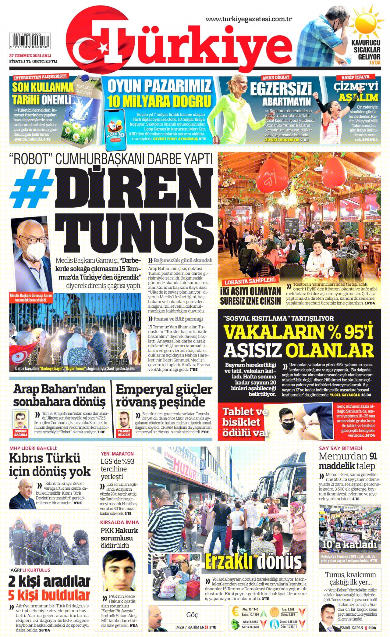 27.7.2021 gazete başlıkları
