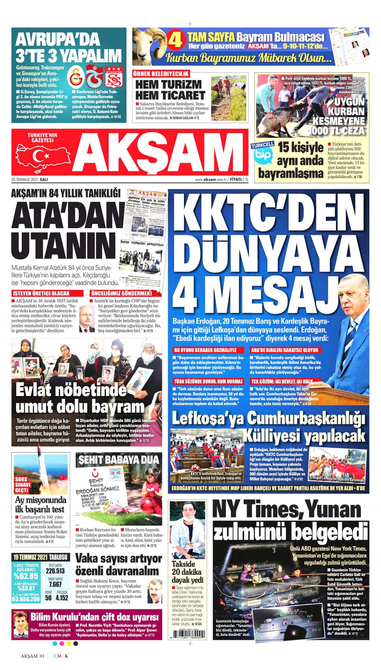 20.7 2021 gazete başlıkları... Gazete manşetleri