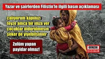 Yazar ve şairlerden 'Filistin'le ilgili basın açıklaması